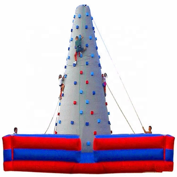 Large 5*5*5m Outdoor Inflatable Rock Climbing Wall and Bouncer Game Funny Bouncy Climber with Rope Outdoor Amusement Equipmentpr