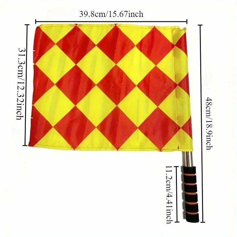 2pcs 사각형 플래그, 금속 휘파람, 빨간색과 노란색 카드 PVC/ABS가 포함된 축구 심판 키트, 보관 가방 포함