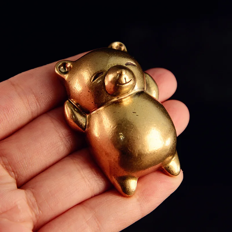 Cartoon Home Decor Office Desk Tea Pet Paperweight Decoration Brass Bear Ornament Instant