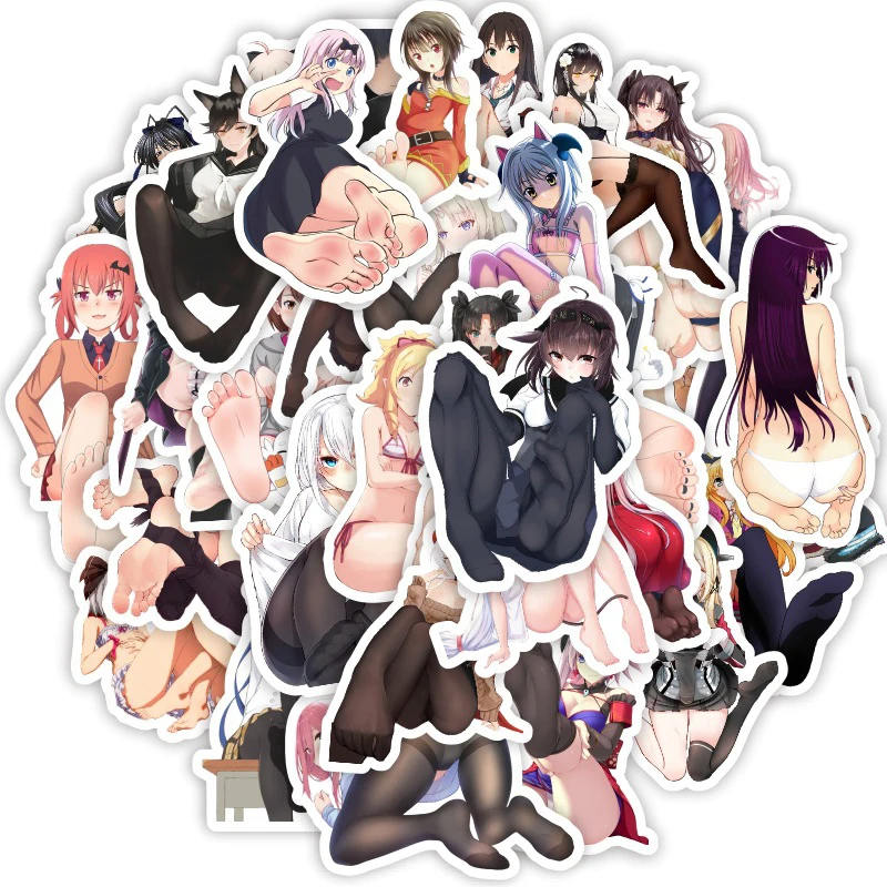 50PCS Anime Sexy Pinup Hentai Waifu Sexy Foot Girl Stickers Waterproof Stickers Laptop Phone Case Guitar Skateboard Vinyl Decal