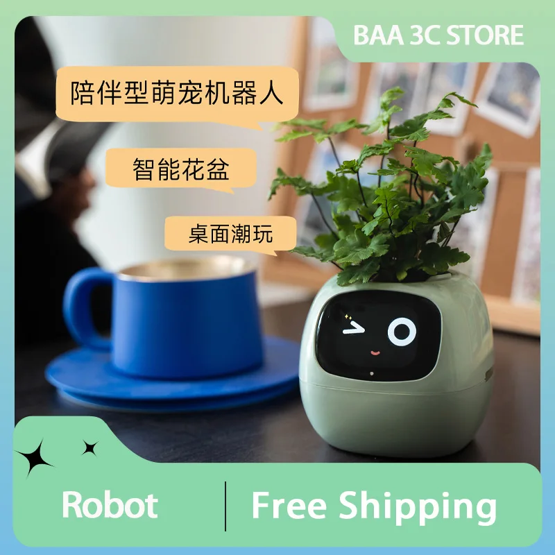 Intelligent Potted Ivy Desktop Green Plant Intelligent Cute Pet Creative Interaction Flower Pot Cartoon Expression Plant Emotion