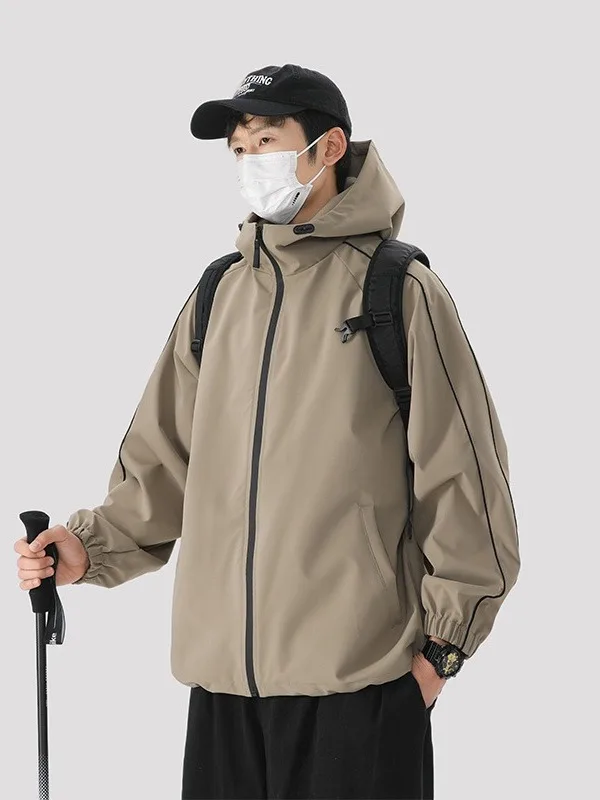 

Men's Outdoor Windproof Jaet Casual Workwear Spring Autumn New Sle American Brand Versatile Polyester Fabric Zipper Decor...