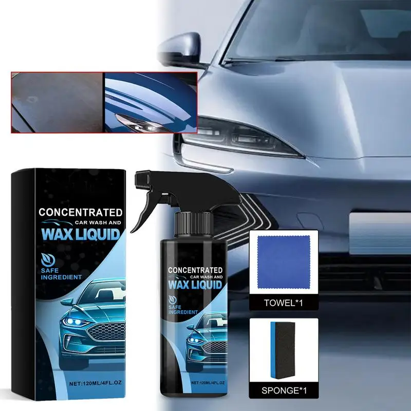 Juego de líquido de lavado de coche, agente de revestimiento cerámico automotriz impermeable, Limpieza Profunda, eliminador de manchas corporales para mantenimiento de automóviles, 120ml