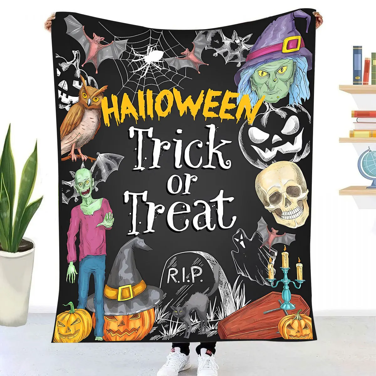 Halloween flannel blanket nap blanket cover blanket for many occasions suitable for warm and comfortable fashion items festive a