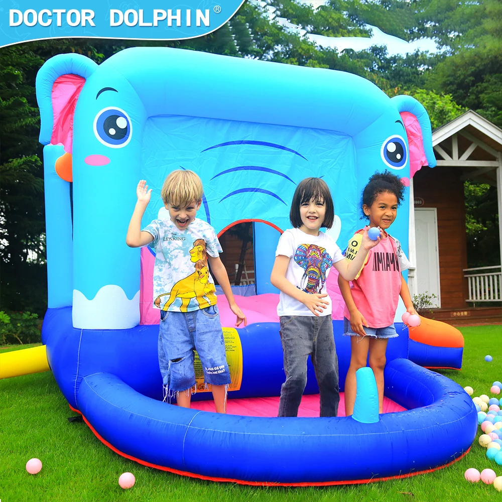 Hot Sale Inflatable Castle Trampoline Inflatable Bouncy Castle Blue Elephant Inflatable Jumping House With Slide