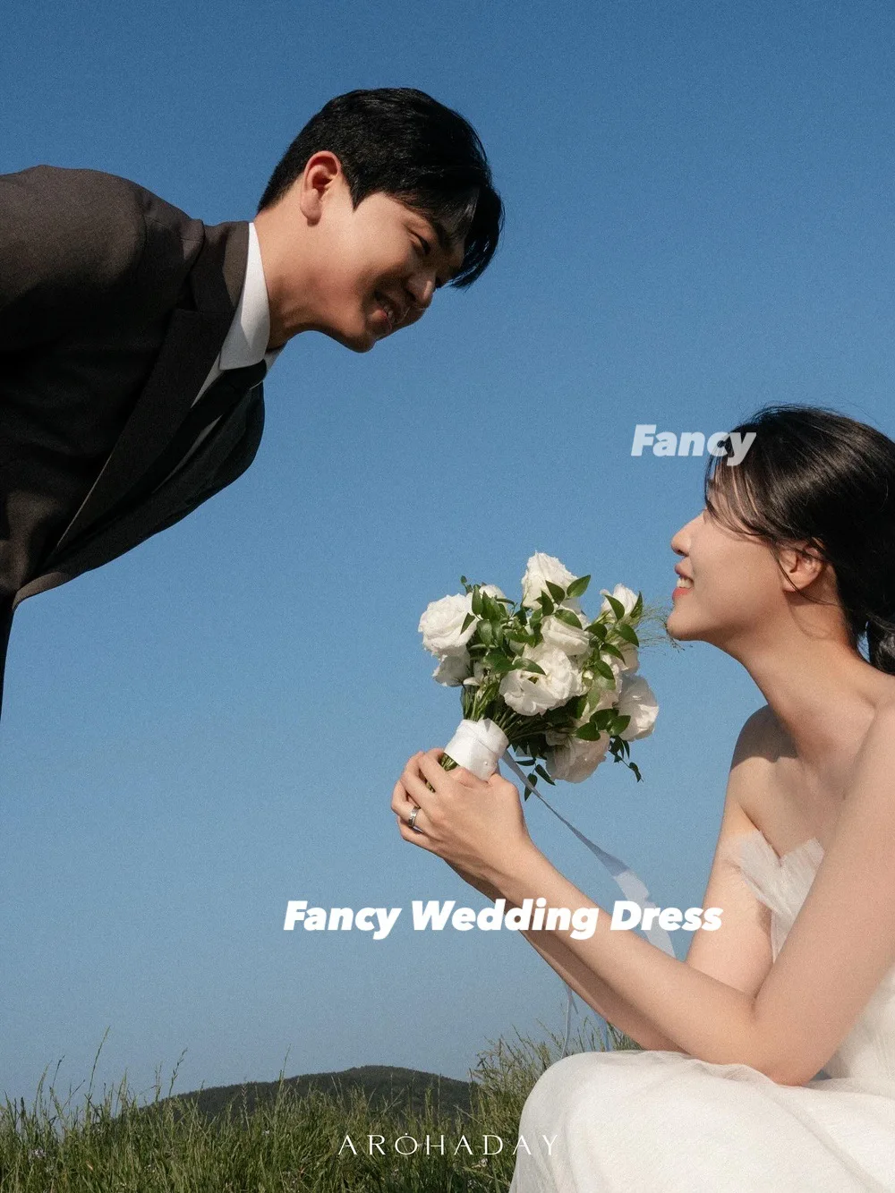 Fantasia princesa sem alças coreia vestido de casamento sessão de fotos uma linha tule macio vestido de noiva até o chão volta espartilho personalizado