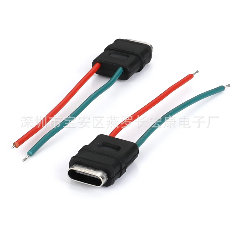 For TYPE-C waterproof female seat, welding wire, with two wires, easy charging, with waterproof ring, welded wire is shipped.