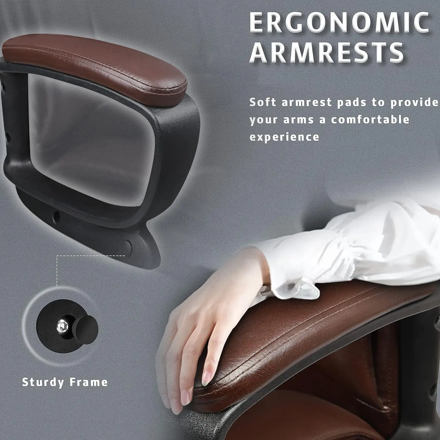 Office Desk Chair, Big and Tall High Back Managerial Executive Computer Chair, Ergonomic Height Adjustable PU Leather Chairs