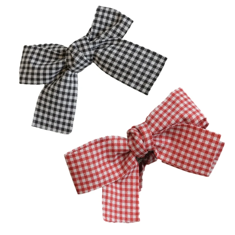 2PCS Delicate Bow Plaids Y2K-Style Side Clip Bow Hair Clip Sweet Girls Dropship