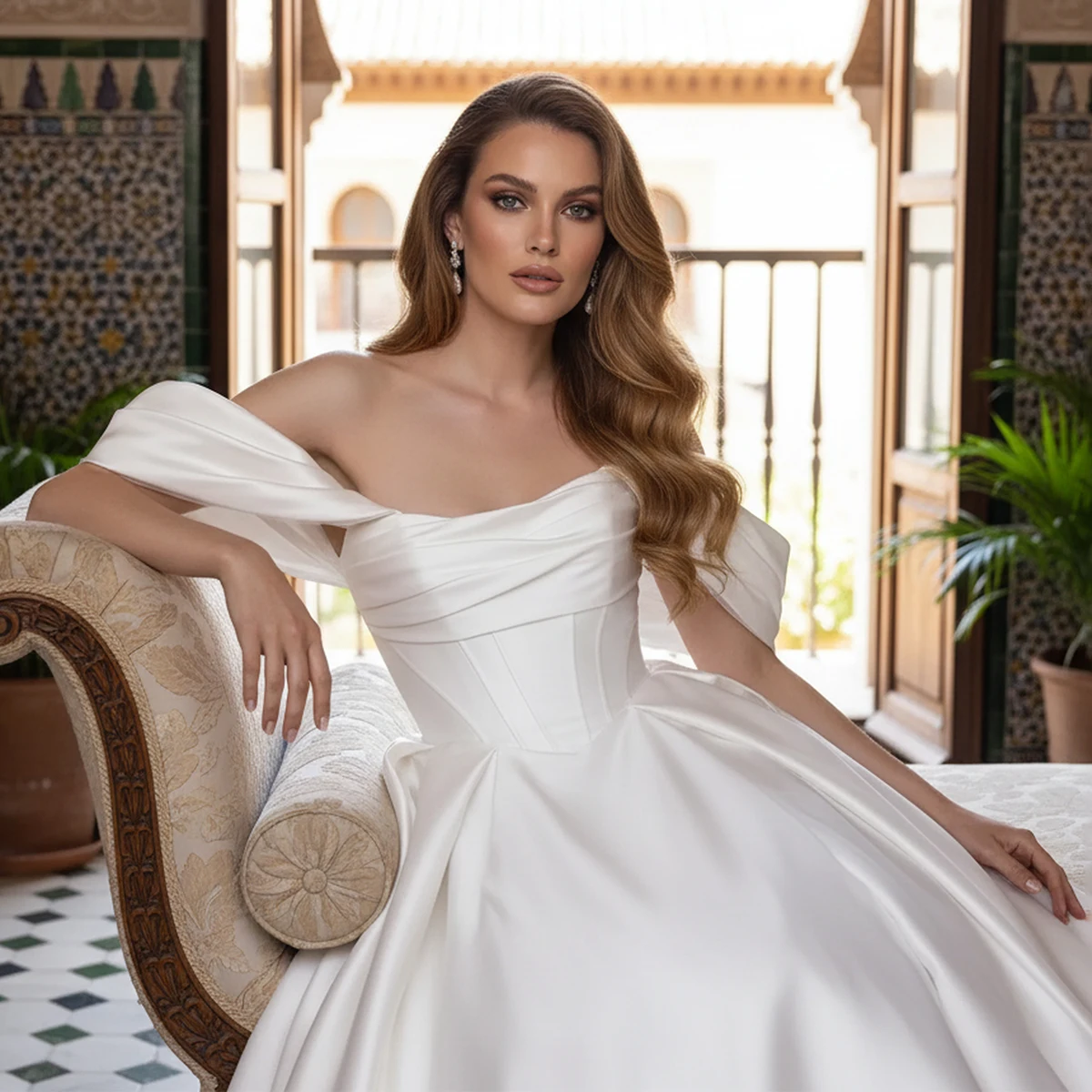 

Vestidos Novia Long Ball Gown Wedding Dress 2026 Satin Off Shoulder Bridal Party Gown For Women