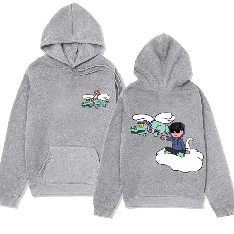 Singer Junior H Sad Boyz Printed Hoodie Men Women Clothing Fashion Oversized Vintage Hip Hop Sweatshirts Black Fleece Pullover