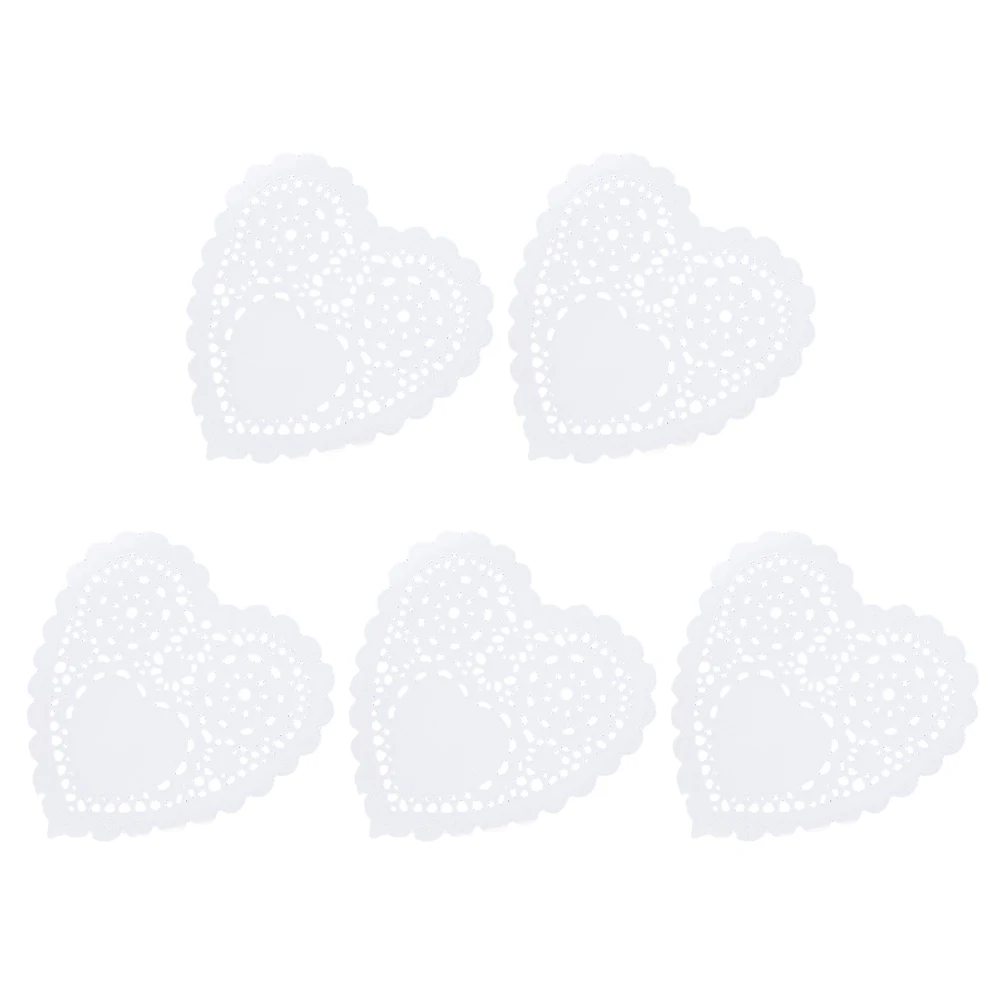 

200pcs 5.5 Inch Flower Shaped Coasters Oil Absorbing Lace Cake Doilies Hollow Design Paper Pads For Baking Party Wedding Coffee