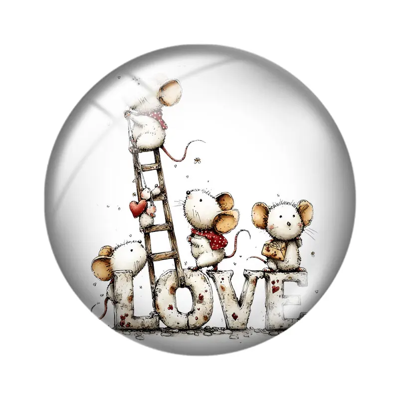Valentine's Day Animals 12/18/20/25mm Glass Cabochon Bracelet Pendant Rings for Jewelry Demo Earrings Back Making Findings