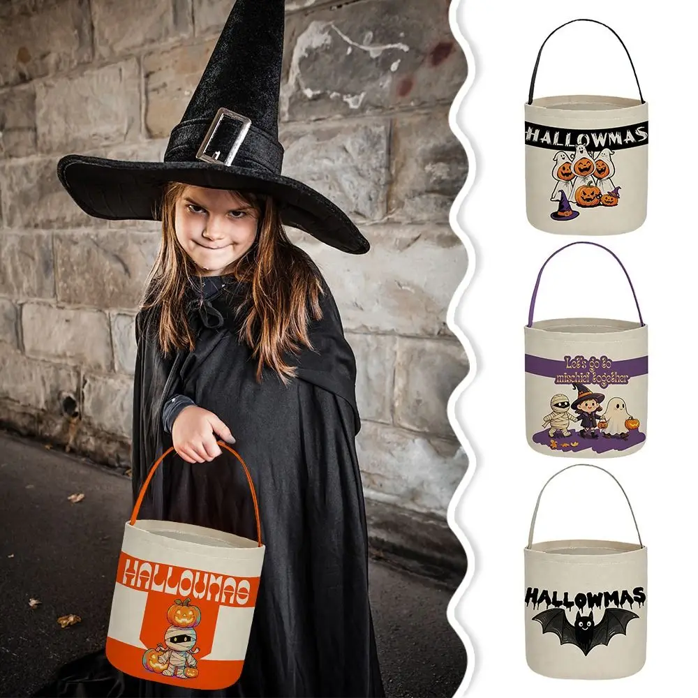 

New Canvas Halloween Tote Bag Trick or Treat Large Capacity Candy Snack Bags Gift Bags