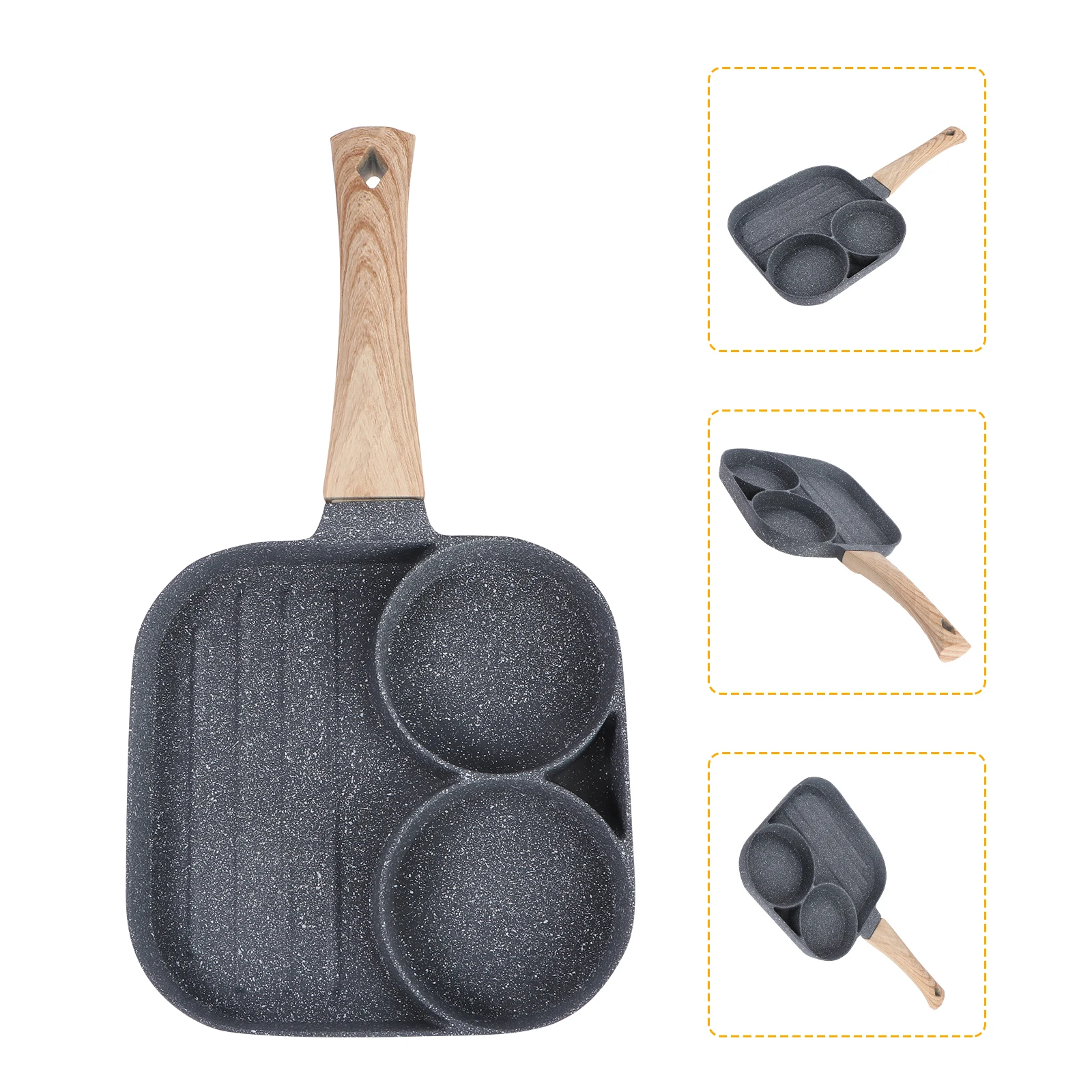 

Aluminum Alloy Nonstick Frying Pan 2 Holes Pancake Egg Cooking Tool Kitchen Accessory S wich Mould Use
