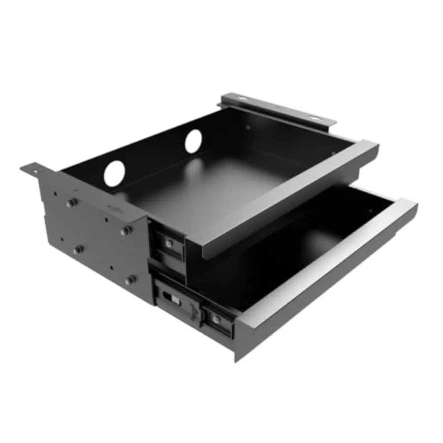 

Dual Tier Under Desk Mounted Sliding Pull-out Drawer, 2 Layers W 15.3" x D 9.8" x H 5.1" Storage Organizer for Sit Stand Workst