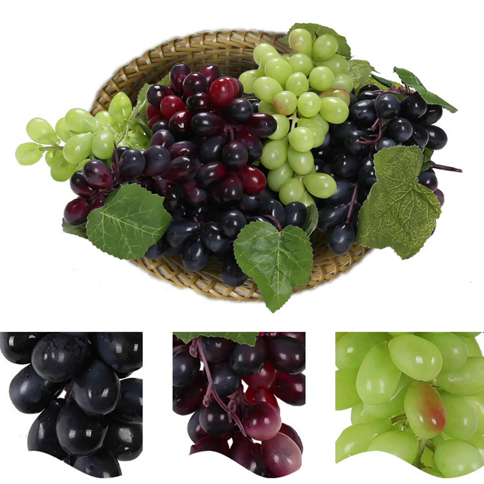 Raisin Artificiel en Mousse avec Vignes, Simulation de Fruits Réalistes, Décoration pour Cuisine, ix, Pub, Maison, Ornement d'Armoire