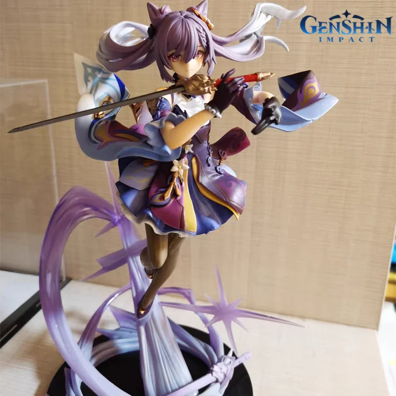 

New 32cm Genshin Impact Keqing Anime Figure Pvc Action Model Figurine Black Silk Sexy Beauty Collectible Decorate Toys Kids Gift