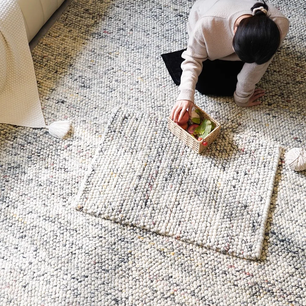 

Imported Wool Carpet Living Room Hand Woven Large Luxury Rug No Glue Nordic Bedroom Rug Soft Handmade Rugs and Carpet