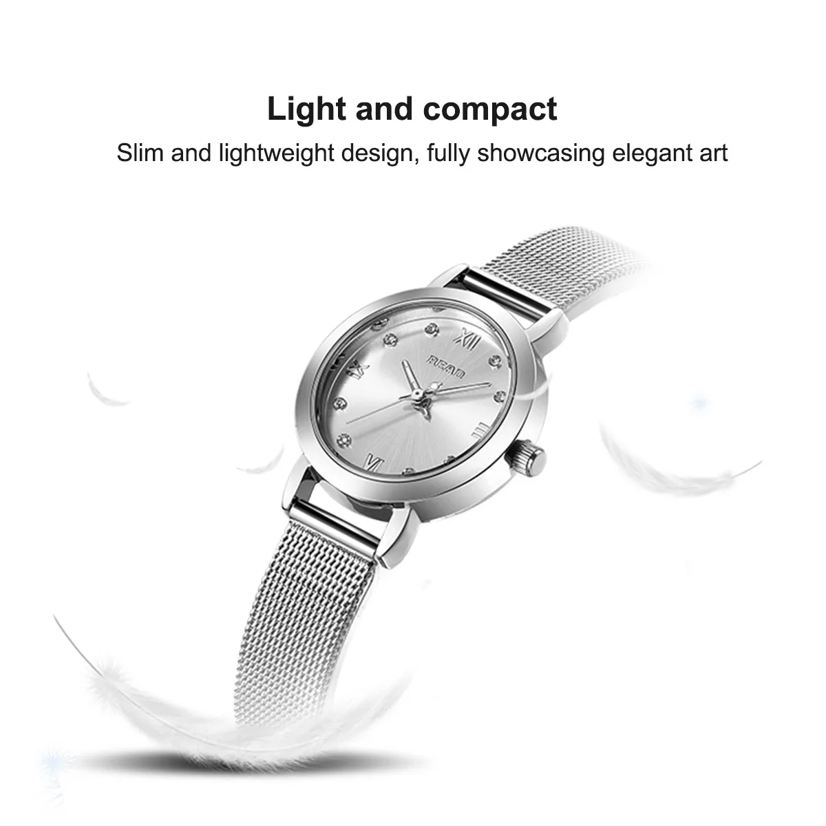 READ Elegant Ladies Analog Quartz Watch | Silver Stainless Steel Mesh Strap | 30M Water Resistant Slim Wrist Watch