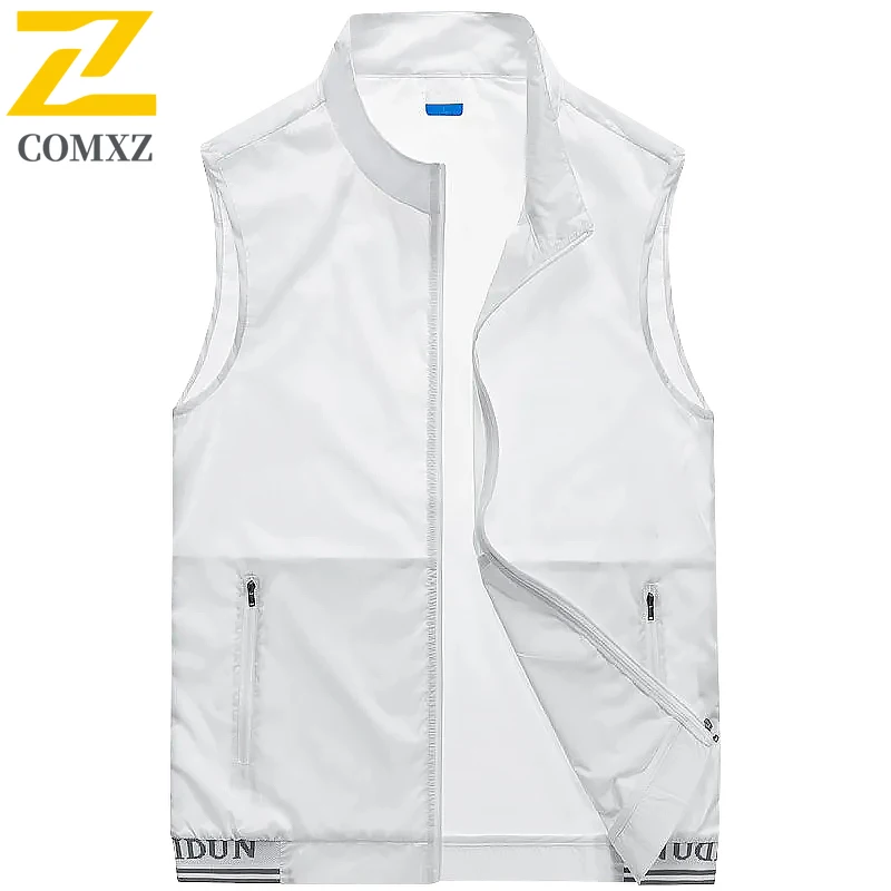 

2025 Summer Sun Protection Vest Men's Casual Fashion Lightweight Ice Silk Sleeveless Jacket Outdoor Fishing Quick Dry Skin Vest
