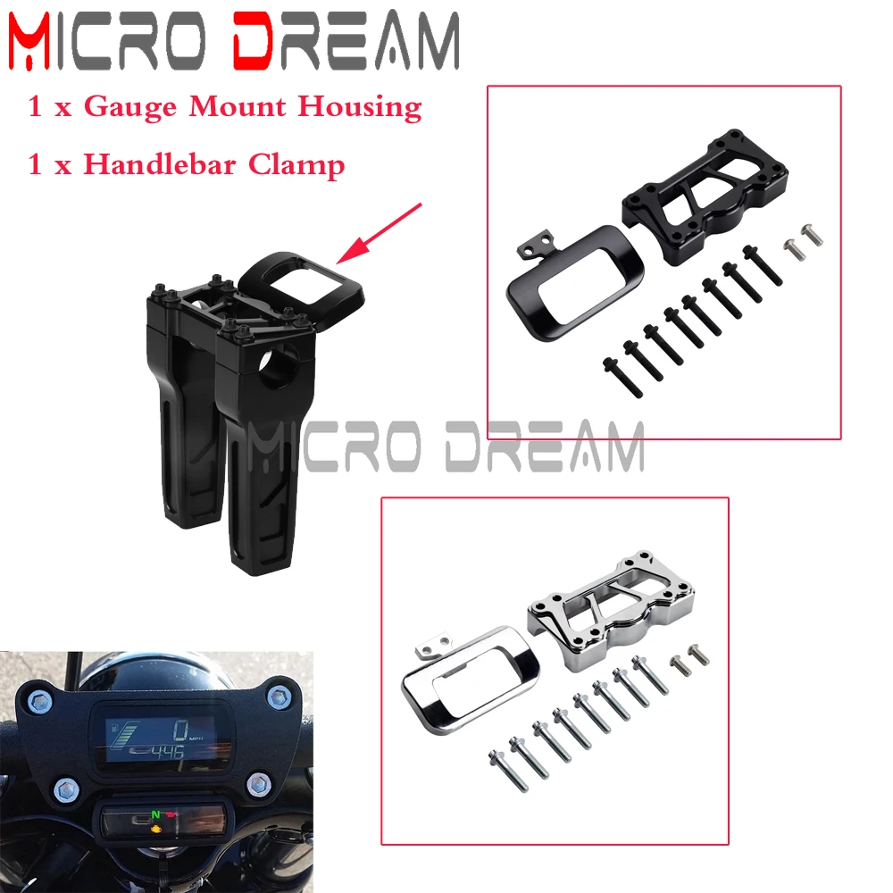 Black Handlebar Top Clamp Bar Riser Mount Cover Top Clamp Gauge Mount Housing For Harley M8 Softail Club Style T-Bar Cafe Racer