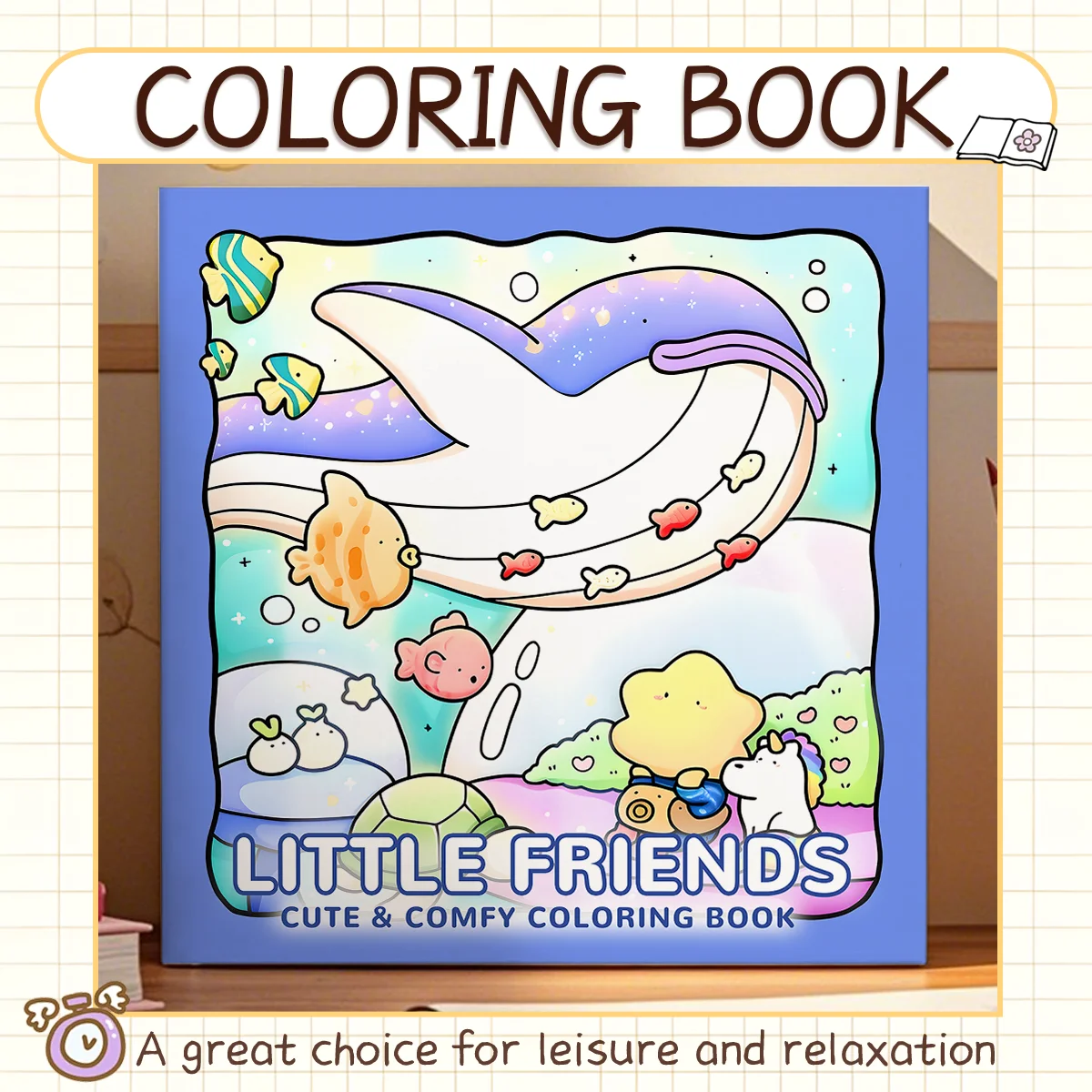 Little Friends Coloring Book for Adult Anti Anxiety Stress Relief Kill Time DIY Painting Drawing Art Activity Book Perfect Gift
