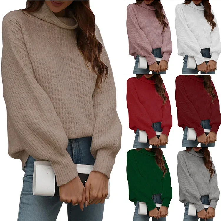 

Autumn and winter new solid color knitwear women's turtleneck Europe and the United States new turtleneck sweater