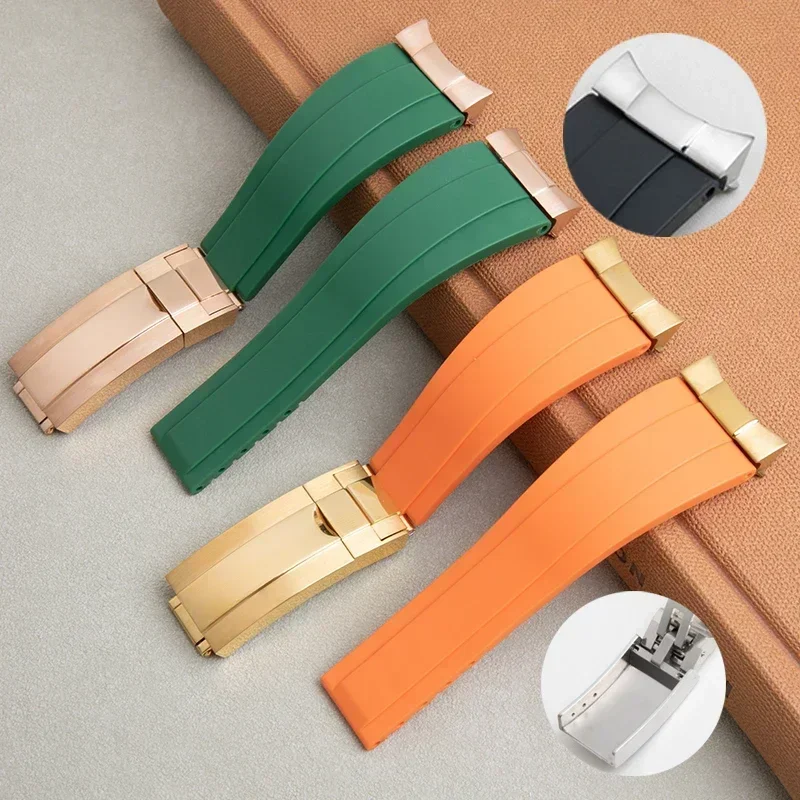 ل رولكس حزام أعماق البحار ساكن السماء ساكن حزام الساعات أضعاف مشبك الوصول 20 مللي متر المطاط الناعم مع نهاية منحنية لين