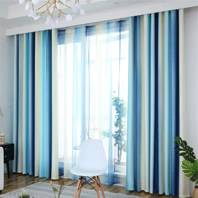 

Nordic Simple for Living Dining Room Bedroom Fabric Custom Mediterranean Valance Striped Finished