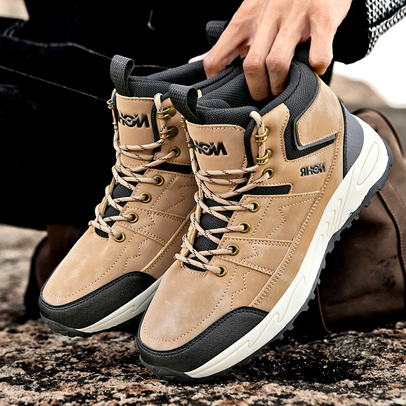 

Men‘s High-top Hiking Boots Breathable Outdoor Sneakers Non-slip City Trekking Shoes Mountain Climbing Wading Casual Shoes Male