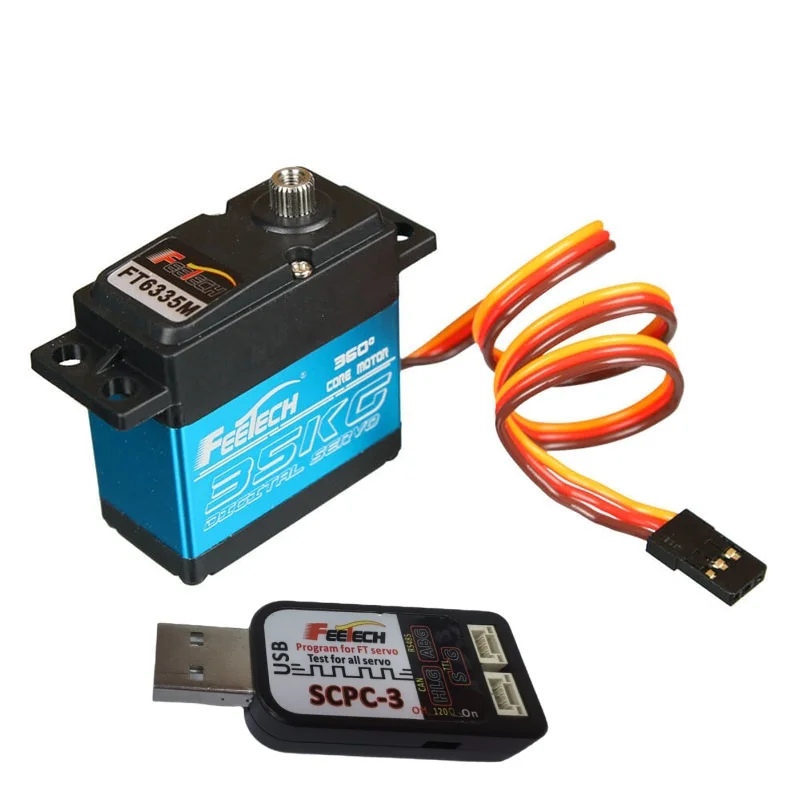

FEETECH FT6335M цифровой водонепроницаемый сервопривод с крутящим моментом 35 кг, вращение 0-360 градусов, стальная шестерня, роботизированный радиоуправляемый автомобиль, гусеничный автомобиль, сделай сам, игрушка высокой безопасности