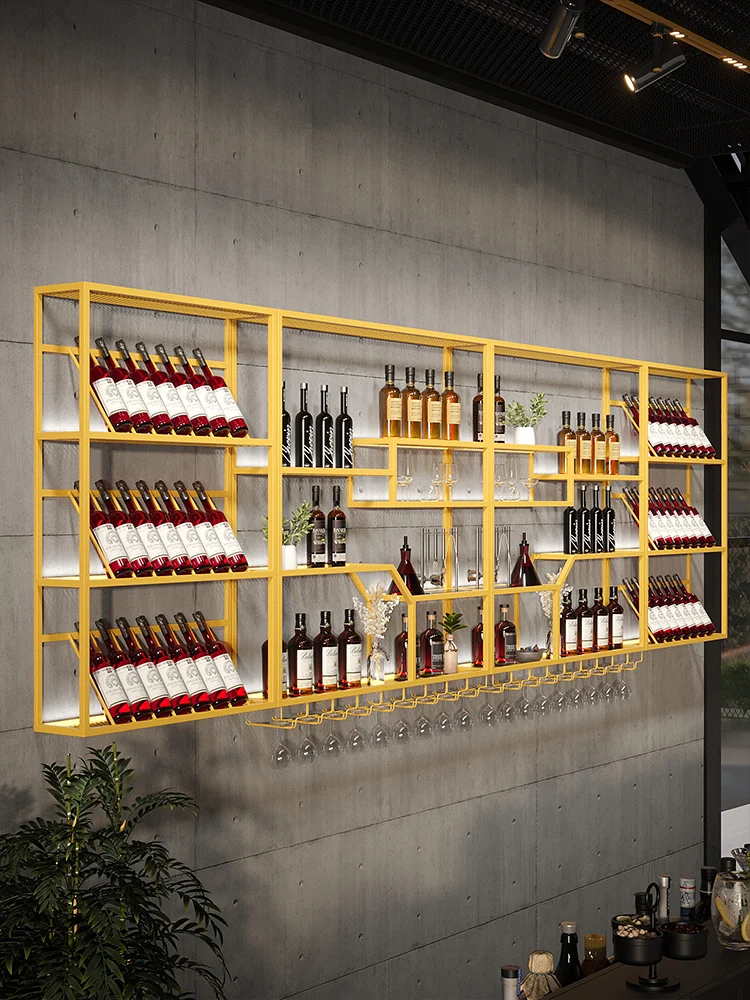 

Industrial style wine rack, wall mounted shelf, internet celebrity creative display rack, bar, bar, bar, music restaurant, wall