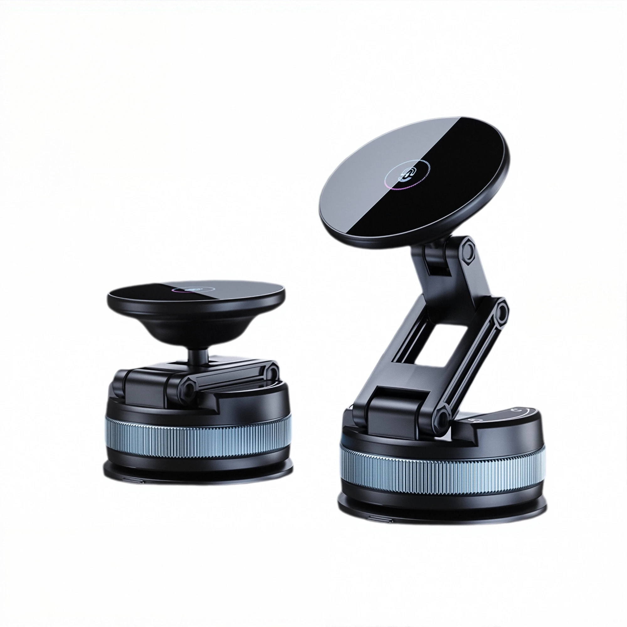 Magnetic Vacuum Suction Car Phone Holder - Foldable Extendable Mount for Windshield/Dashboard, Universal Fit All Smartphones