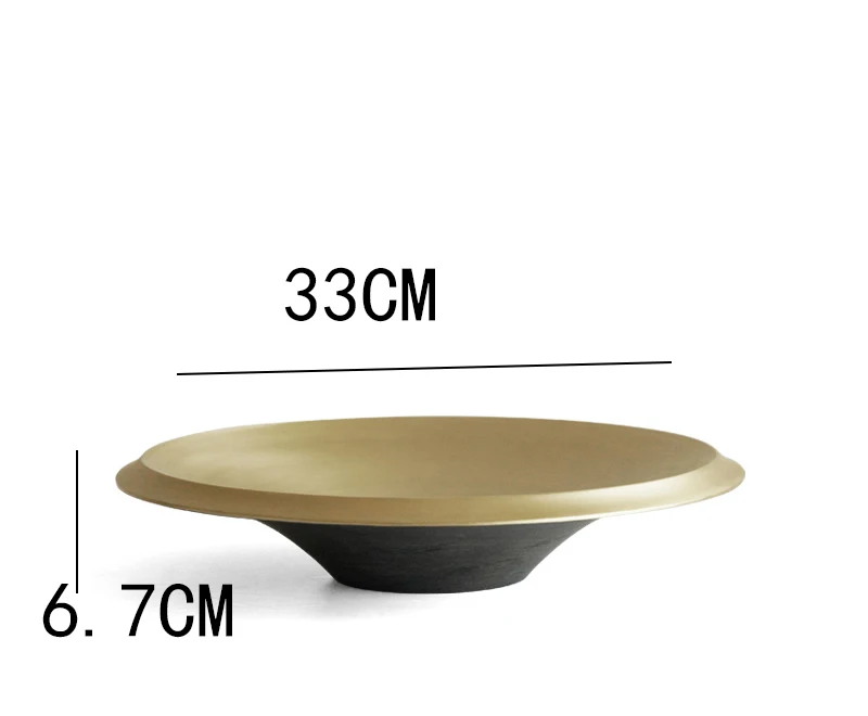 Luxury Black and Gold Two-Tone Pure Copper Fruit Bowl Decorative Piece Creative Metal Stemmed Storage Fruit Bowl