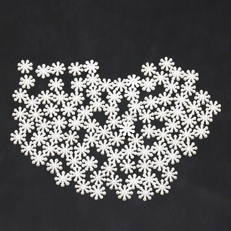 

(100pcs/pack) 15mm White Pearl Resin Snowflake Simulated Plastic Snowflakes Decorative Christmas Tree Hanging New Year Party