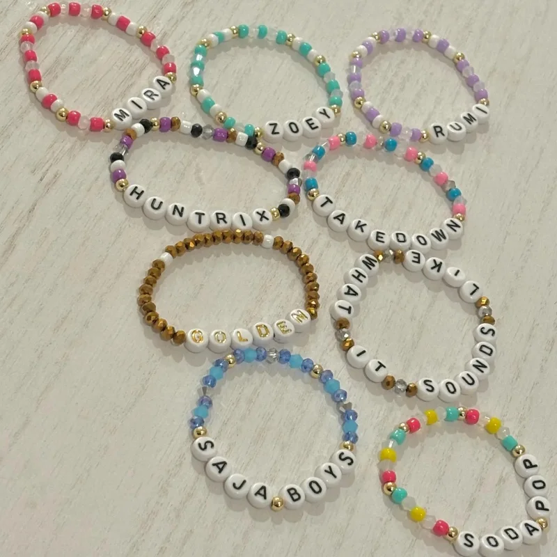 K-Pop Style Demon - Themed Beaded Bracelet | Custom Name Bracelet | K-Pop Fan Jewelry | Aesthetic Handmade Gift view 4