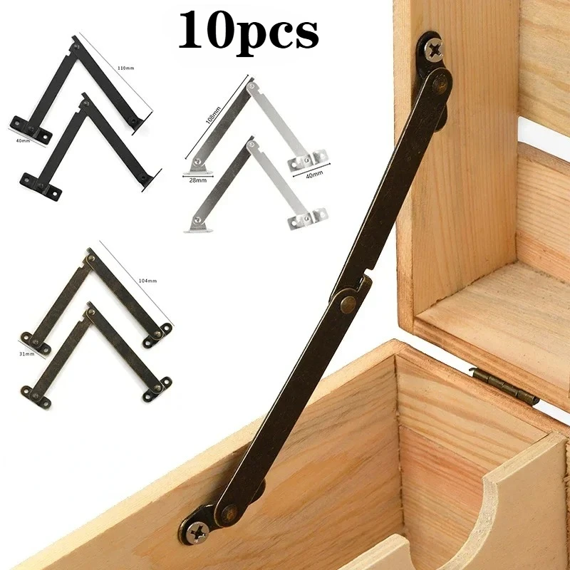 10pcs Lid Support Hinges Remain Antique Bronzes Iron Decor Hinge Box Furniture Hardware Cabinet Door Kitchen furniture hardware