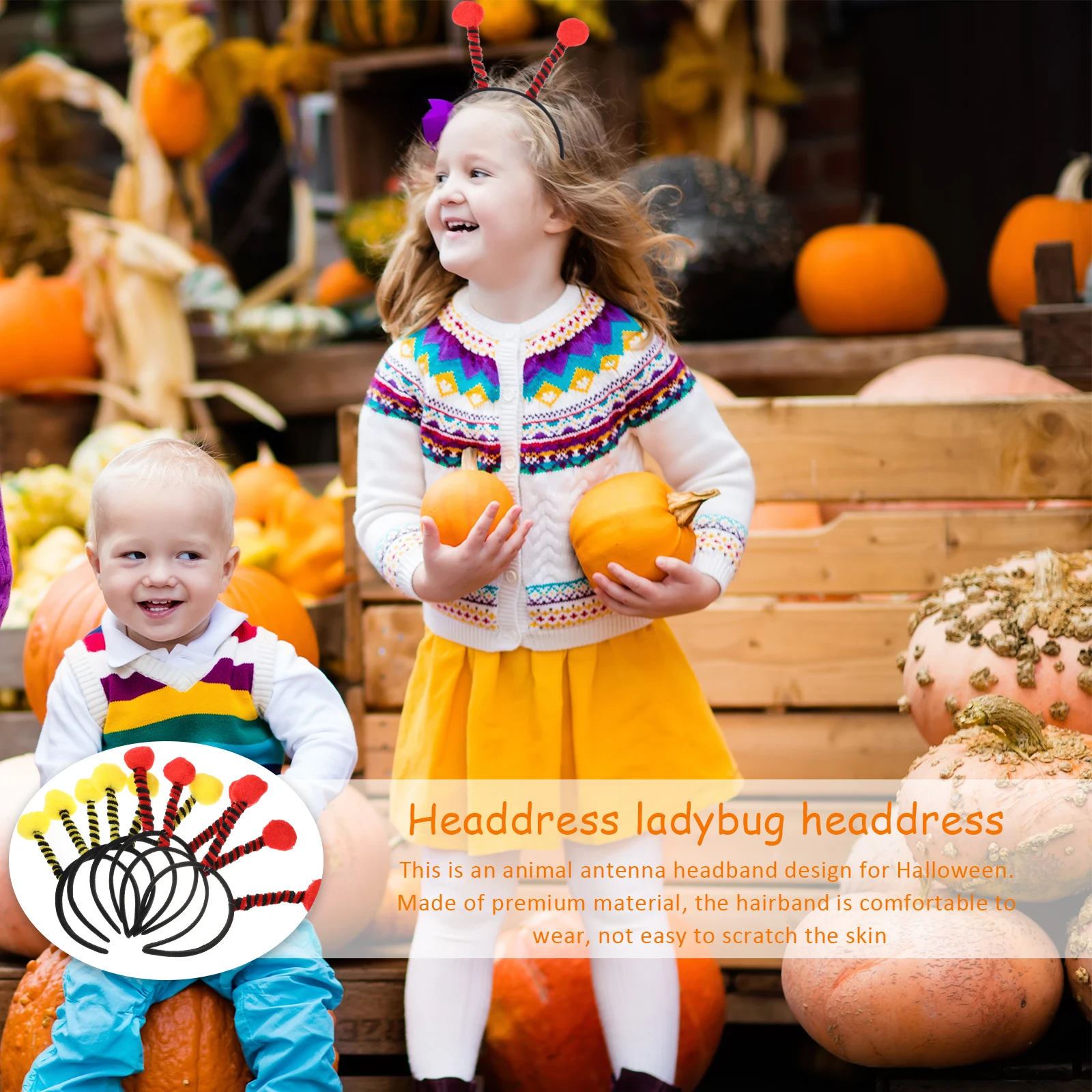 6 Pcs 할로윈 머리 장식 의상 Headb 안테나 머리 후프 여성을위한 설정 어린이 노란색 검은 개미 디자인 경량 파티