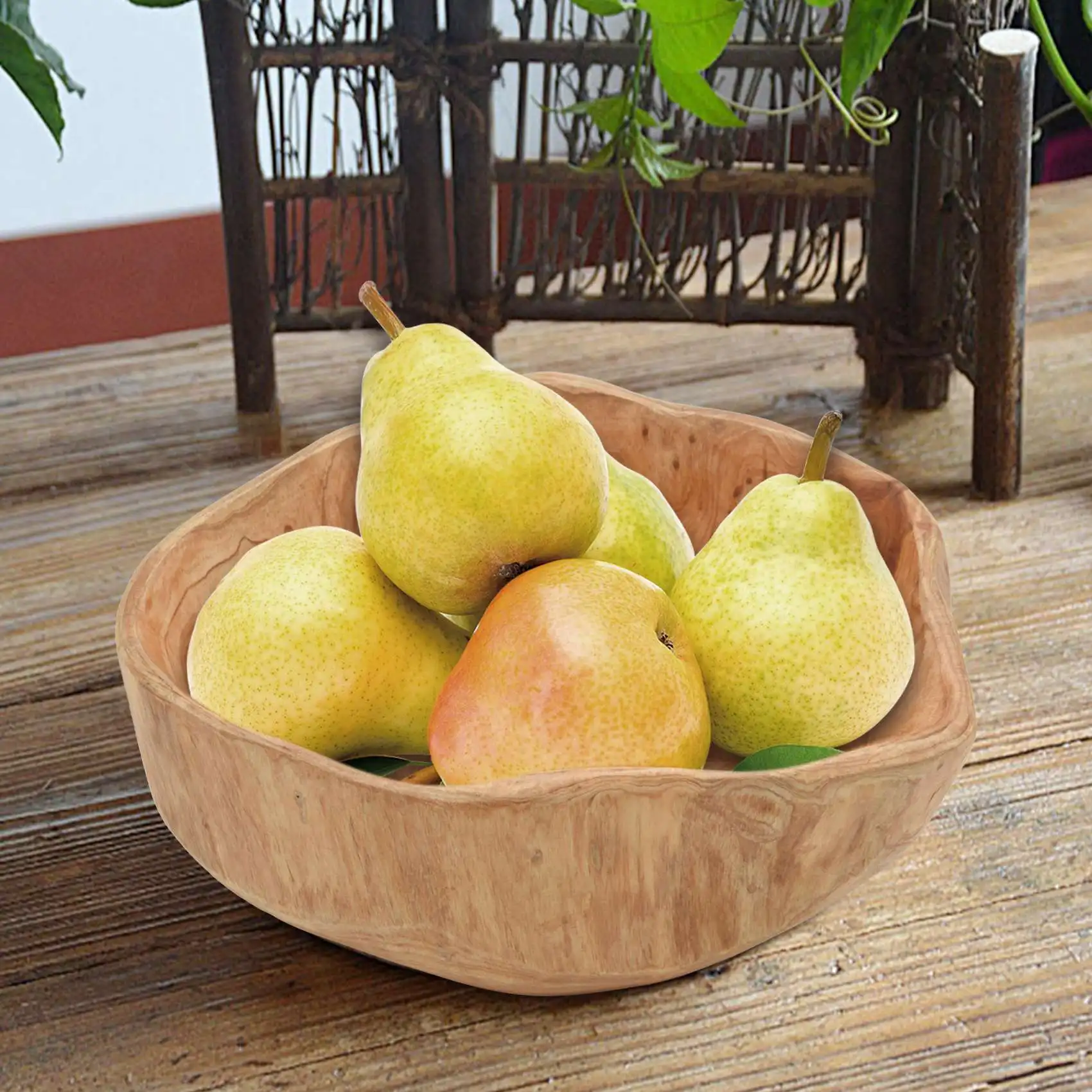 Cuenco de fruta para el hogar, plato de caramelo de madera, plato de fruta de raíz tallada de madera, 20-24 Cm