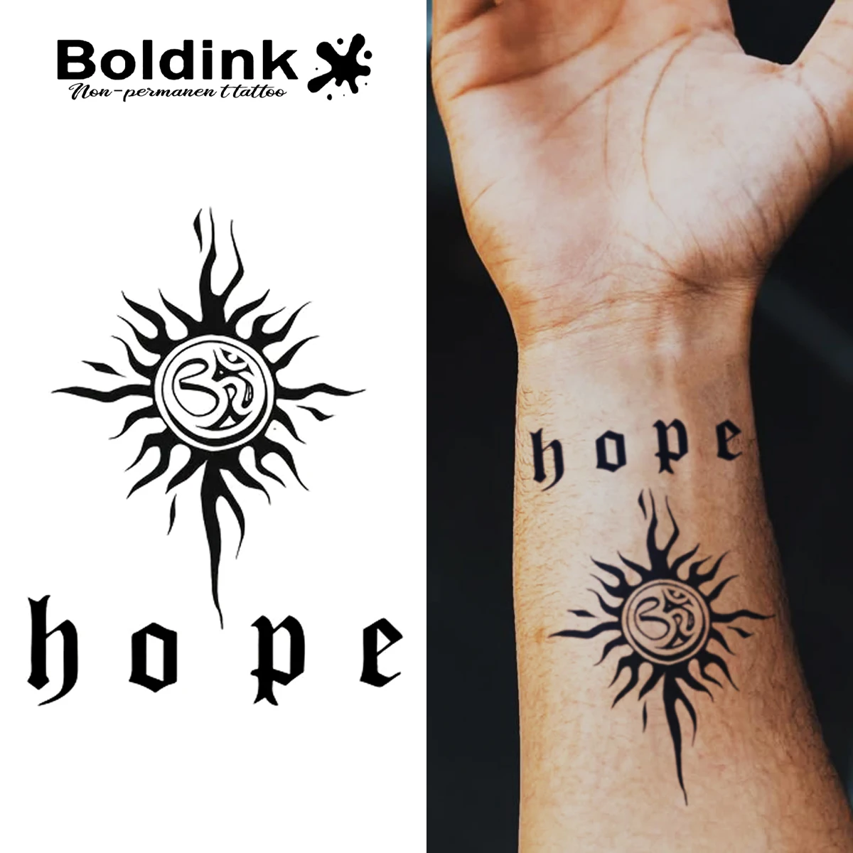 

BOLDINK Sun Hope Waterproof Wear-Resistant Fashionable Versatile Long-Lasting Color Retention Tattoo Stickers for 1-2 Weeks