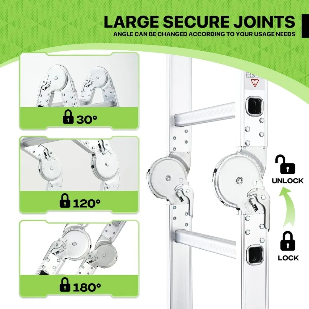 Telescopic A-Frame Ladder, Multi-Purpose Aluminum Telescopic Ladder, Extendable Ladders,Easy to Store for Indoor and Outdoor Use