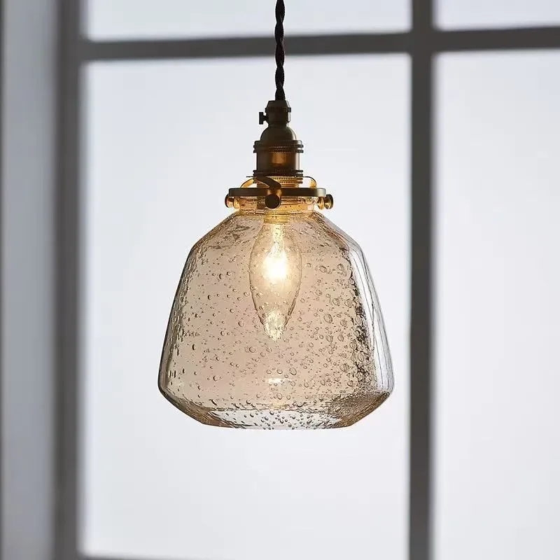 For Japanese Retro Glass Small Chandelier Nordic Simple Brass Bubble Light for Restaurant Entrance Balcony Bay Window Aisle Led