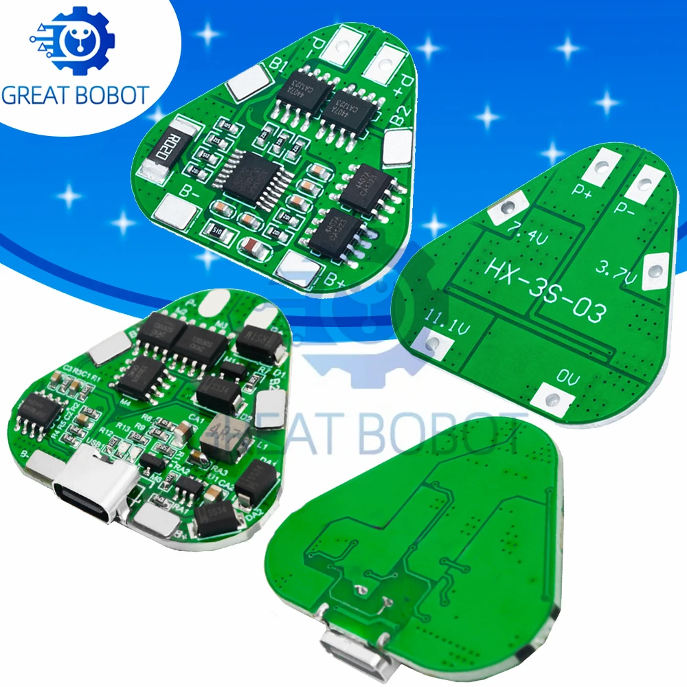 1~10PCS 3S 12V 18650 Lithium Battery Protection Board 11.1V 12.6V overcharge over-discharge protect 8A 3 Cell Pack Li-ion BMS PC