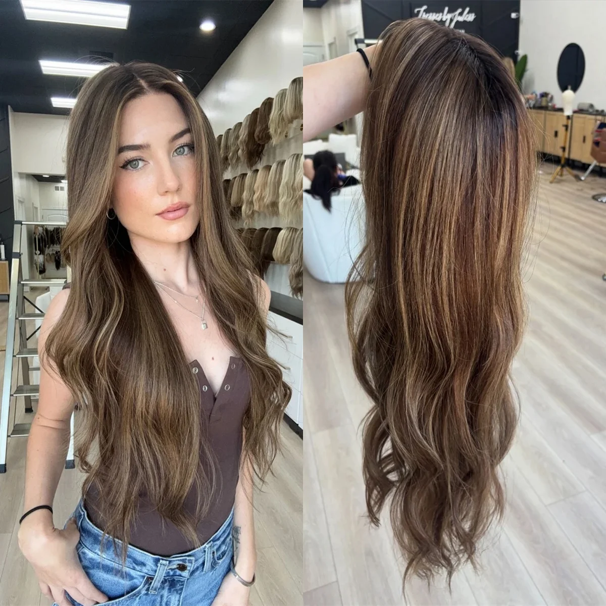 

Ombre Brown Blonde Wig Soft Wave Lace Front Wig Female Wave Synthetic HD Wigs Glueless Wigs Heat Resistant Fiber Women's Wig