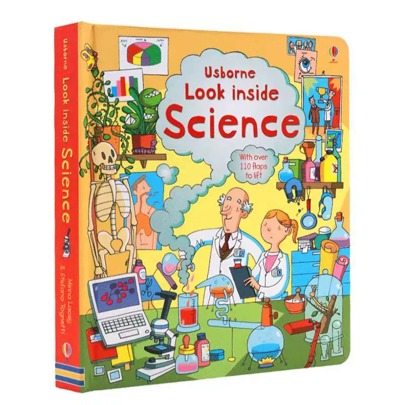 

Look Inside Science English Board Book Baby Educational Picture Book with Over 110 Flaps To Lift Gift for Kids