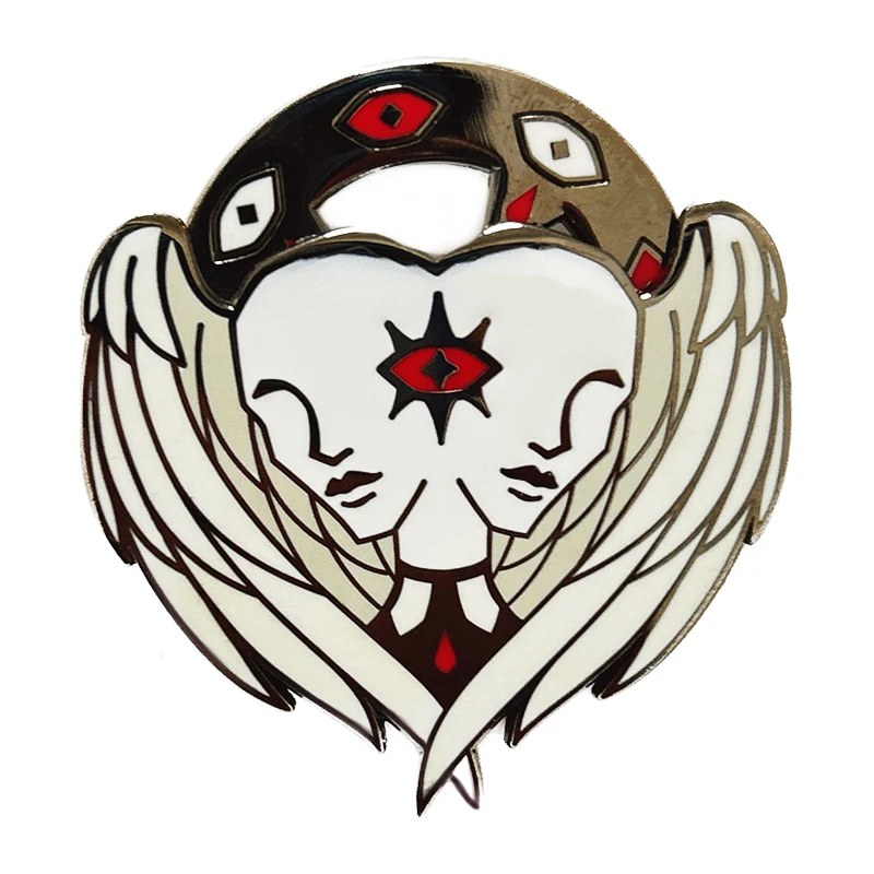 

Personalized An Angel With Two Heads Pin Cartoon Eyes That Can Rotate Black Nickel Metal Badges Make An Enamel Pin For Gift