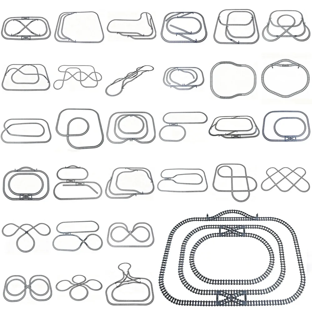 DIY Complex Figure 8 Loop Train Layout Bricks Toys City Train Railway Track MOC Compatible With LEGO Building Blocks Rail Train