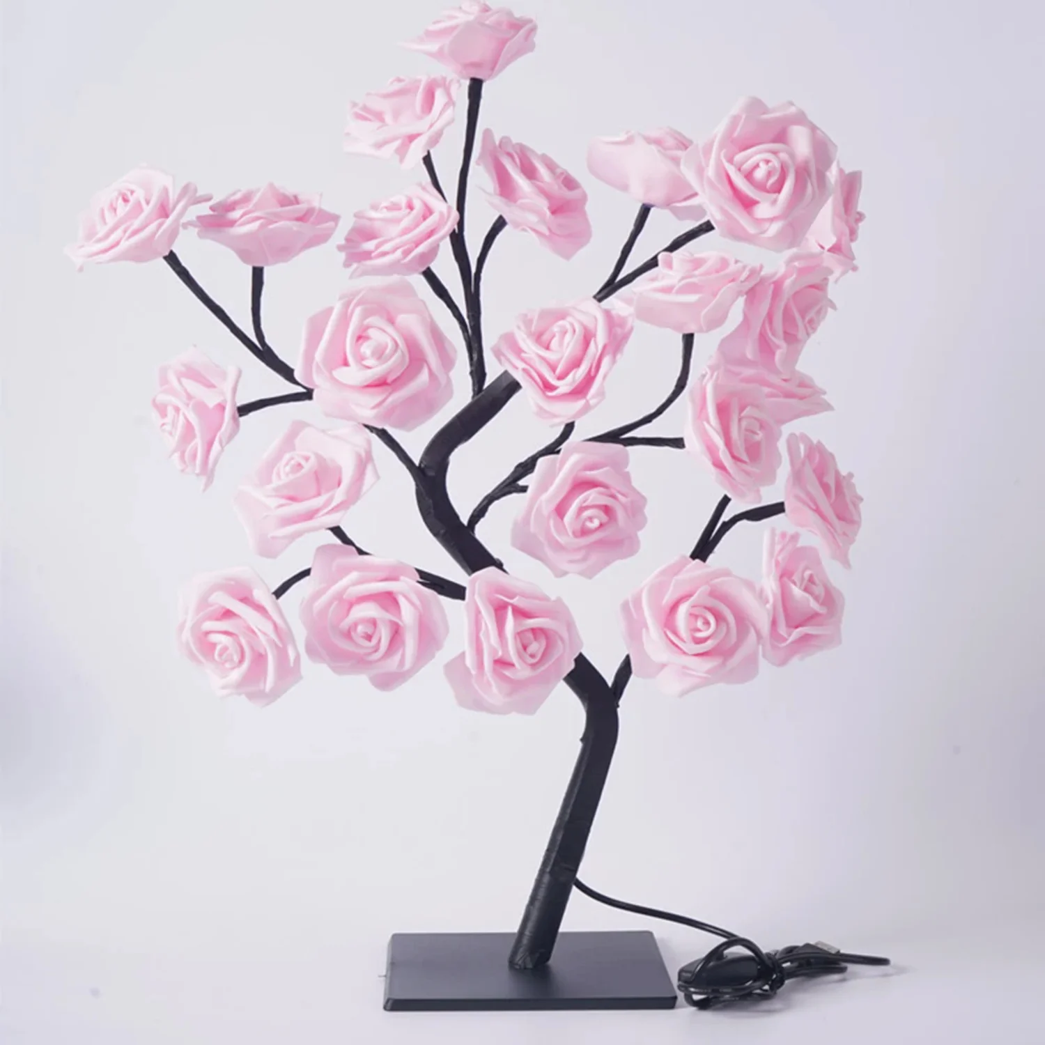 LED Rose Flower Bonsai Tree Night Lights USB Powered by Rose Flower Table Lamp Garland Bedroom Christmas  Decor Mother Gift