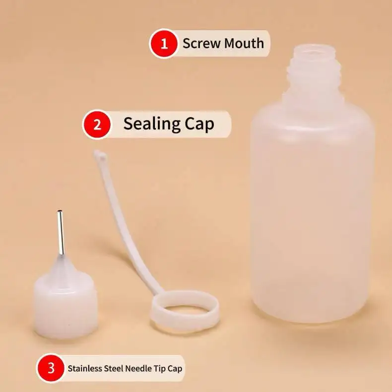 Stainless Steel Needle Tip Squeeze Bottles, Leakproof Dispenser for Glue & Paint